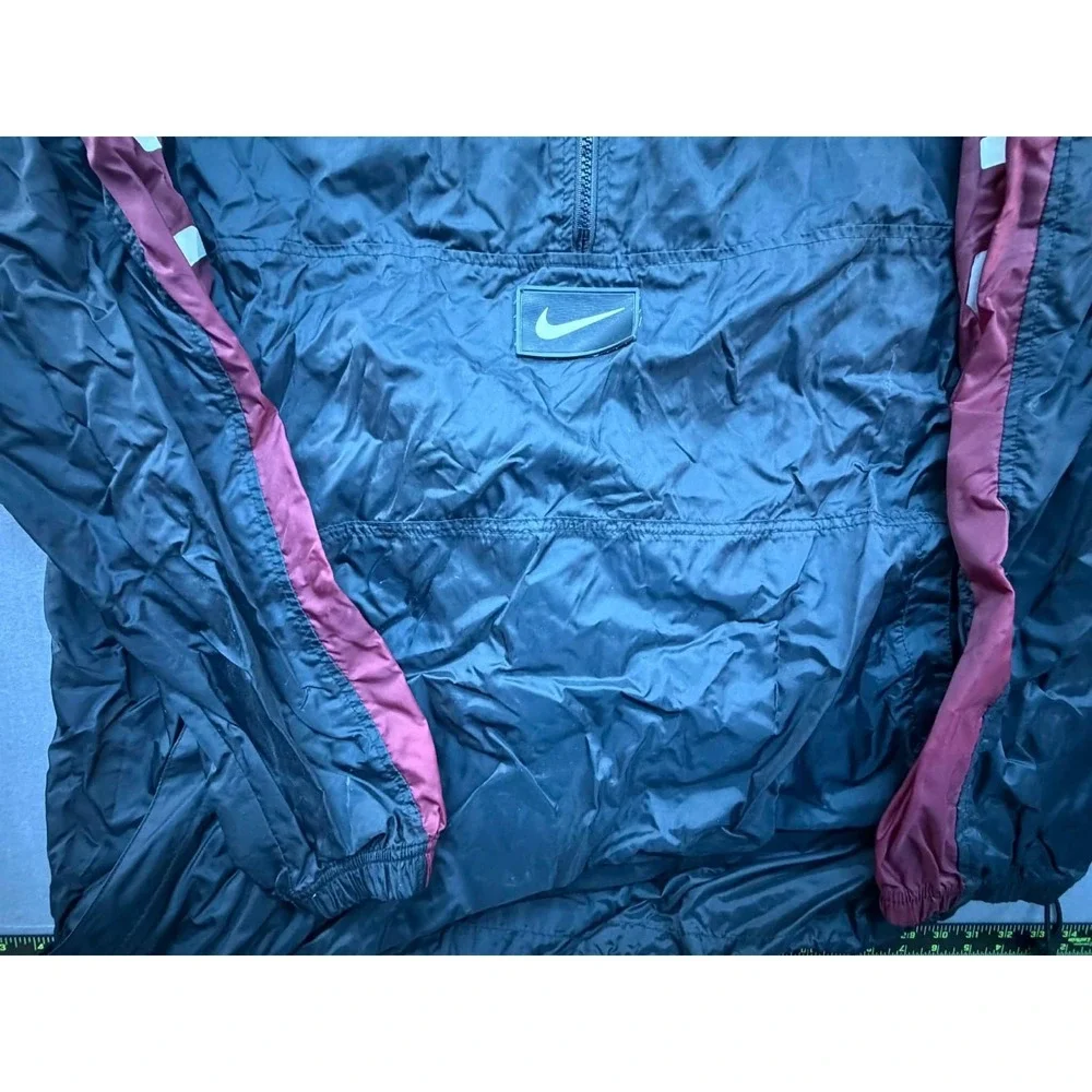 Vintage Y2K Nike Windbreaker Rain Pullover Pack away Hood‎ Black XXL